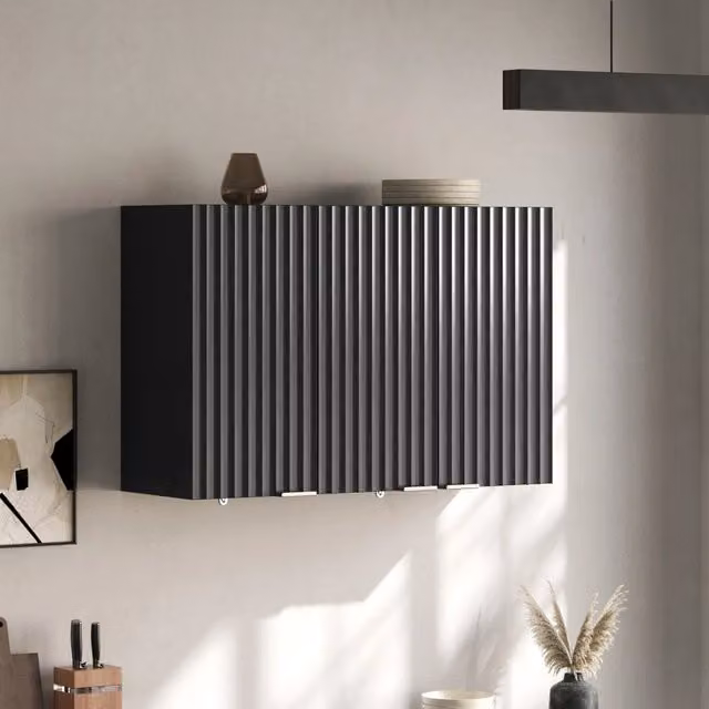 ARMADIO A MURO 90 x 29 x 60 cm Nero MDF a 3 ante