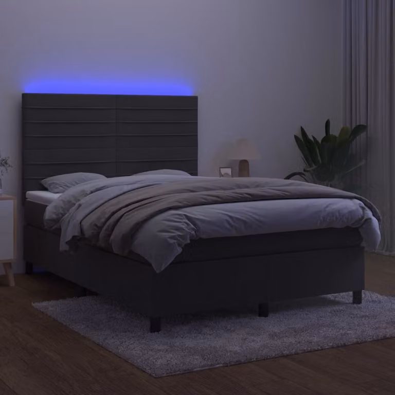 Maison Exclusive - Letto a Molle con Materasso e LED Grigio Scuro 140x200 cm
