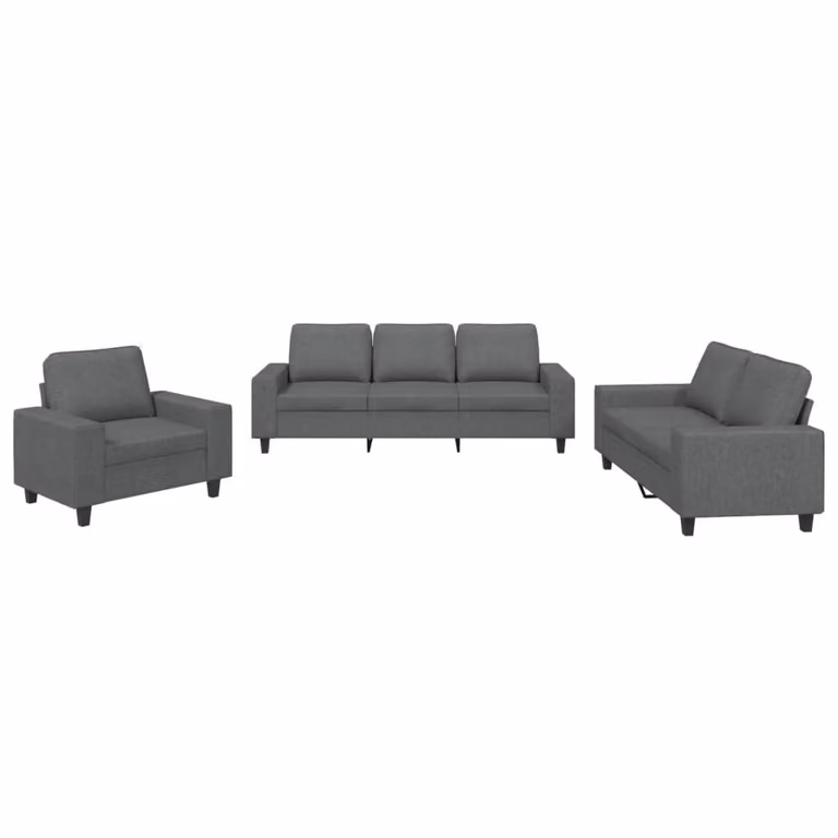 Set di Divani 3 pz Grigio Scuro in Tessuto