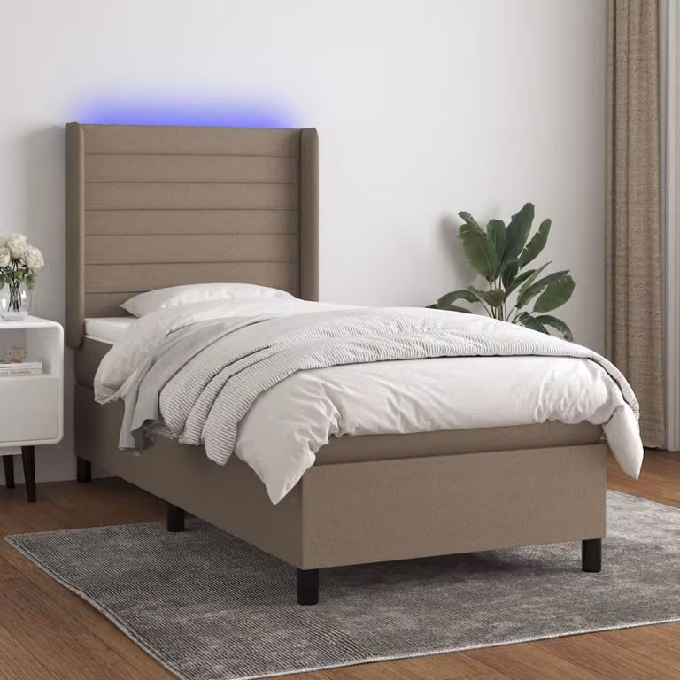 Letto a Molle vidaXL con Illuminazione LED e Porte USB in Tessuto L/P: 90 x 200 cm