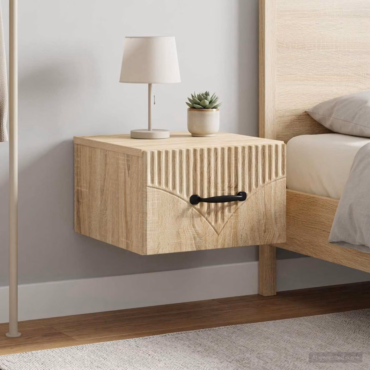 Set di 2 comodini sospesi vidaXL in Rovere Sonoma, design moderno per camera da letto o soggiorno, L 34,5 cm x P 33 cm x H 20 cm