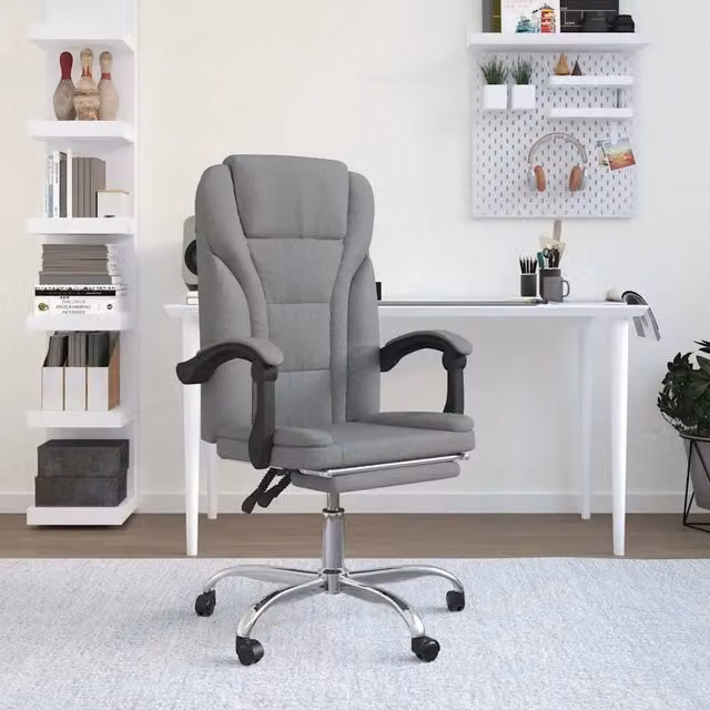 Sedia per studi-Poltrona da Ufficio Reclinabile Grigio Chiaro in Tessuto 999482