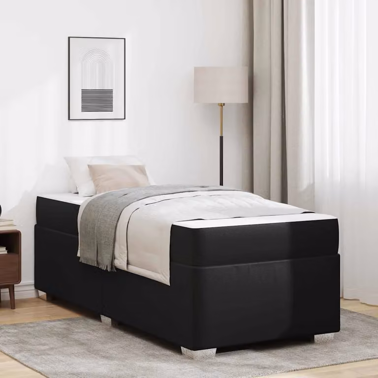 Struttura letto moderna vidaXL in metallo e legno con materasso nero L 80 x P 200 cm