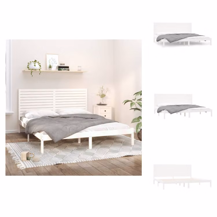 vidaXL Letto in legno massiccio bianco 200x200 cm - Letti & reti
