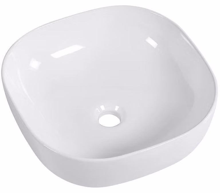 CERANO - Lavabo in Vetroceramica Sano - da appoggio - bianco lucido - 42,5x42,5 cm