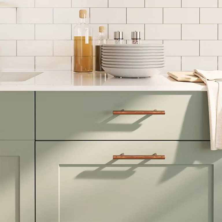 Set di 10 maniglie per mobili vidaXL in acciaio inox color bronzo, lunghezza 96 mm