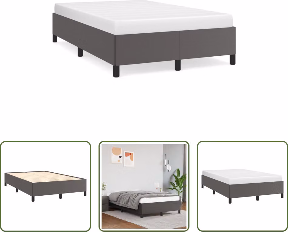 The Living Store Struttura letto grigia 120x190 cm in ecopelle