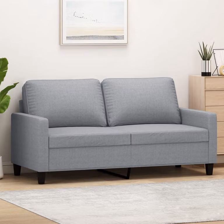 Divano a due posti, colore grigio chiaro, 140 cm, rivestito in tessuto