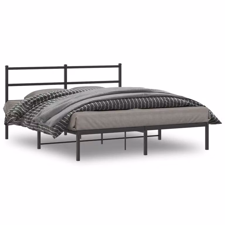 vidaXL Giroletto con Testiera in Metallo Nero L/P: 150 x 200 cm