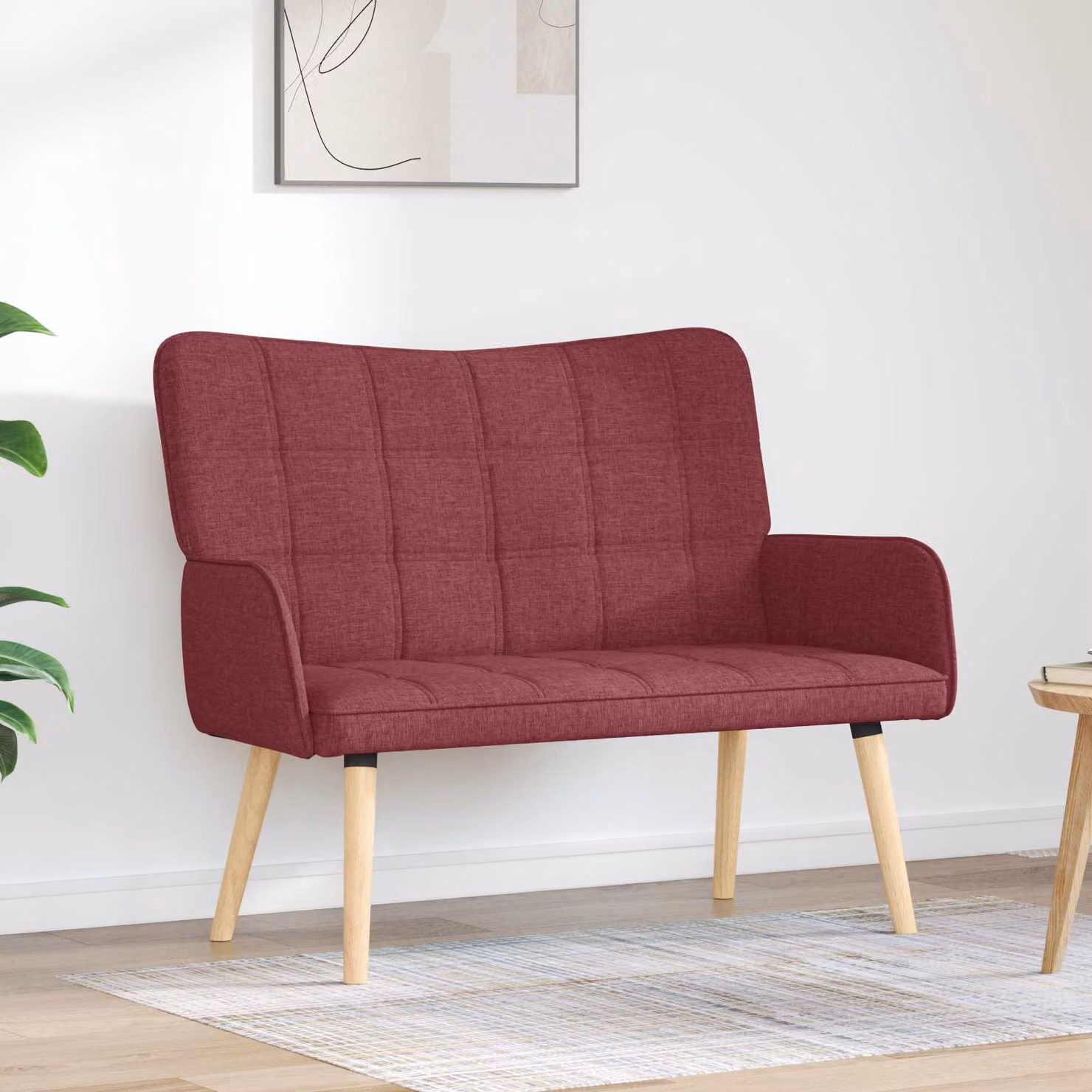 Divano a 2 posti vidaXL in tessuto rosso per soggiorno o camera da letto L: 115 cm, P: 61 cm, H: 87 cm