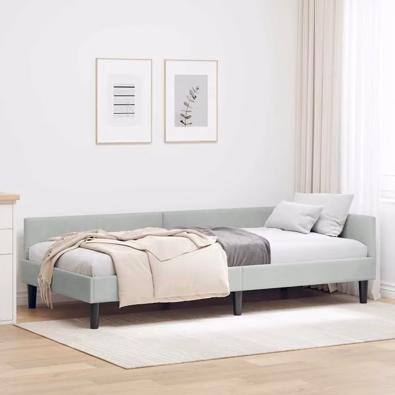 Cornice del letto ad angolo vidaXL in velluto grigio, L: 100 cm, P: 200 cm