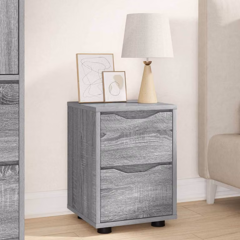 Comodino vidaXL Grigio Sonoma in Legno Ingegnerizzato L: 30,5 cm, P: 30 cm, H: 43 cm