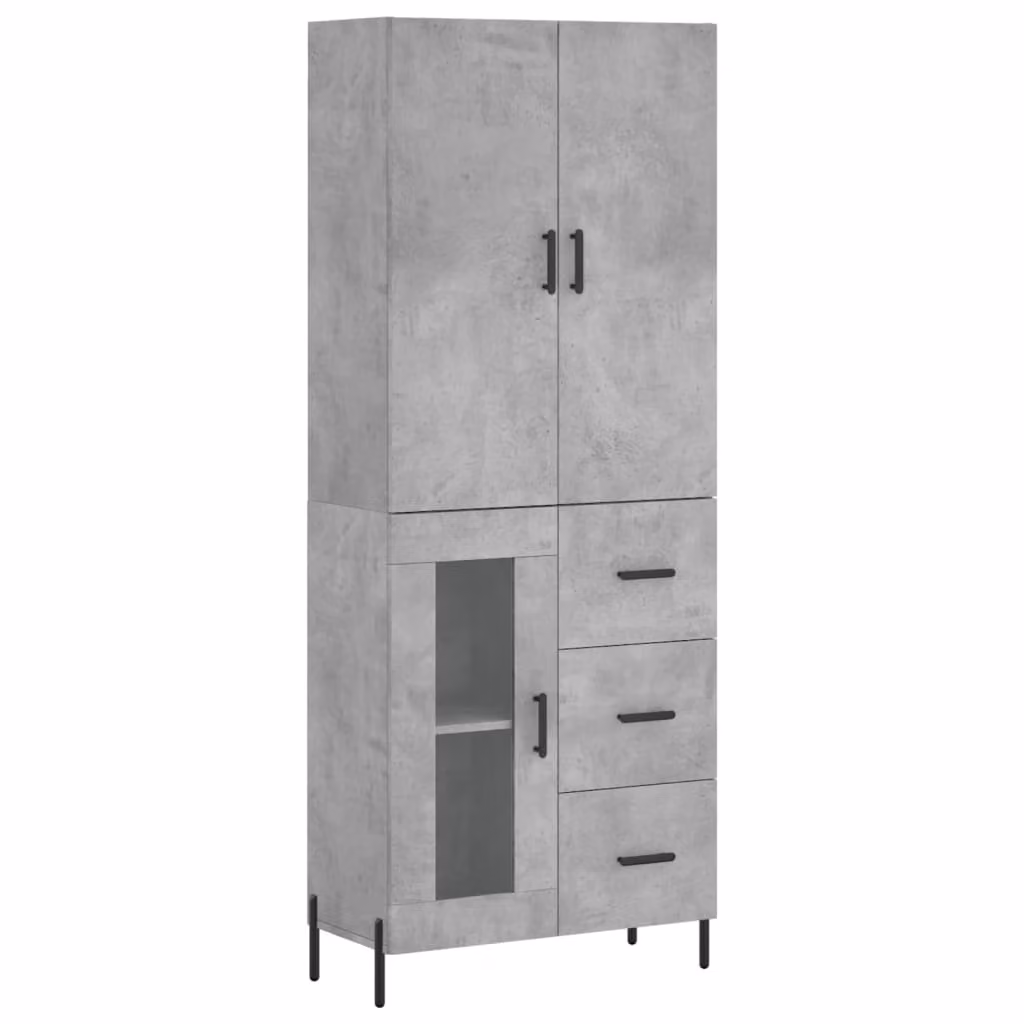Credenza Grigio Cemento 69,5x34x180 cm in Legno Multistrato
