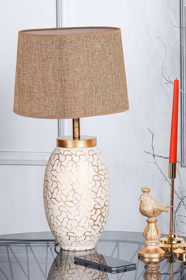Opviq, YL026, lampade da tavolo, crema, metallo, 18 x 18 x 55 cm