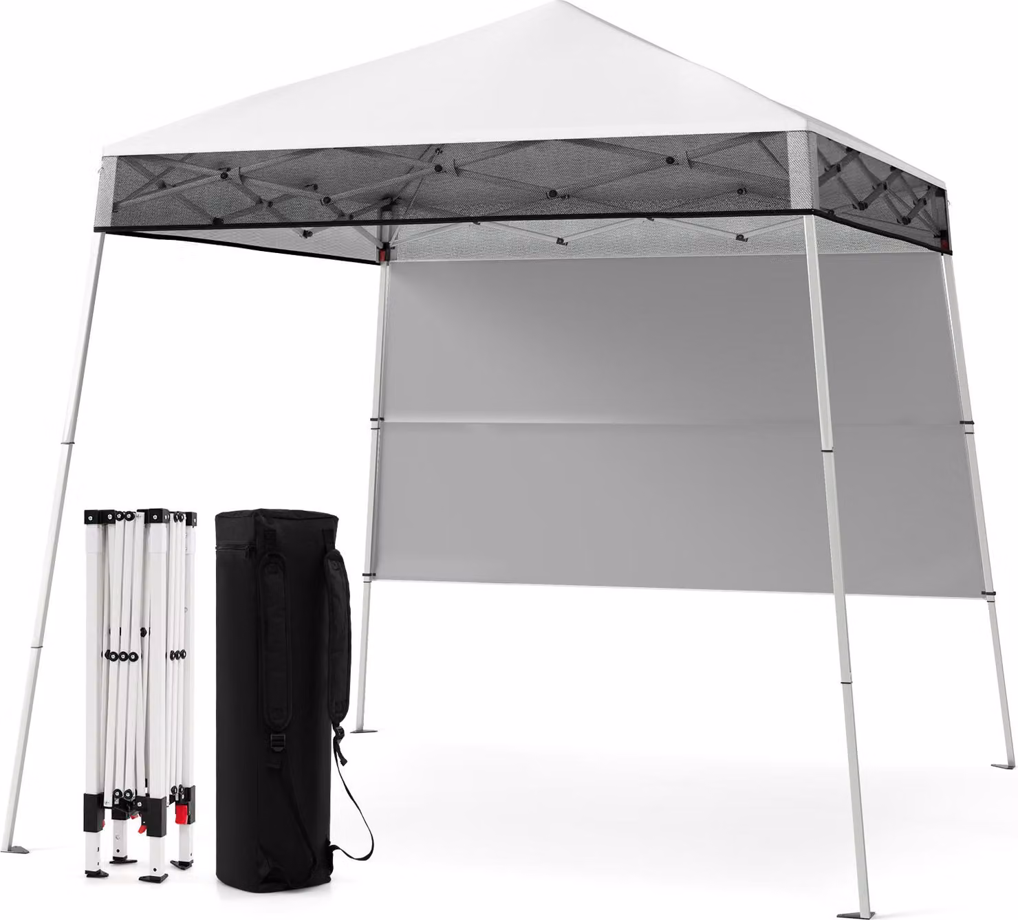 COSTWAY gazebo 2x2m, gazebo pieghevole pop up regolabile in altezza con parete laterale & borsa, tenda da festa tenda da giardino gazebo da giardino impermeabile protezione solare bianco