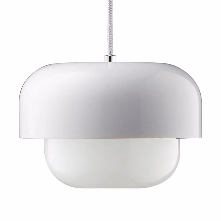 Dyberg Larsen Lampada a sospensione Haipot, dimmerabile, Bianco / Opale, Soggiorno / Sala da pranzo, Metallo, Scandinavo, Lampada a sospensione