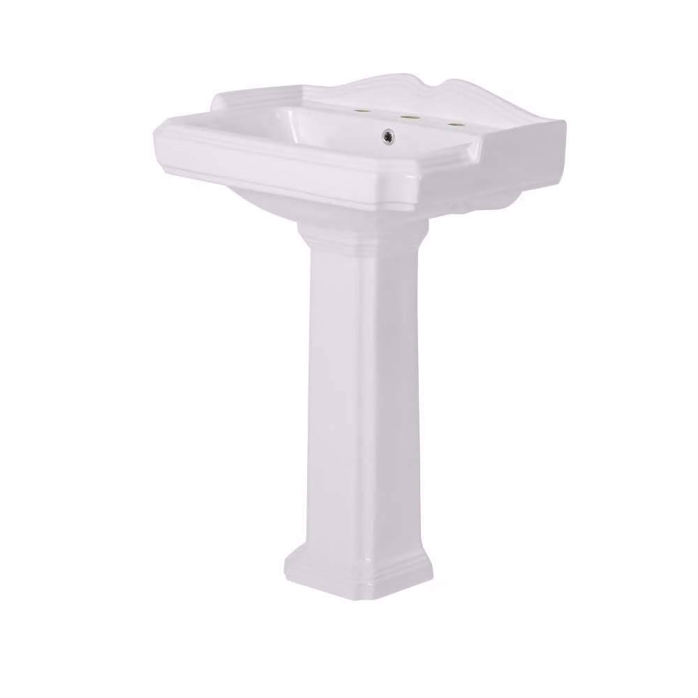 Lavabo Bagno con Colonna Quadrato Bianco 890x600mm - Design Moderno - Soluzione completa - Regent