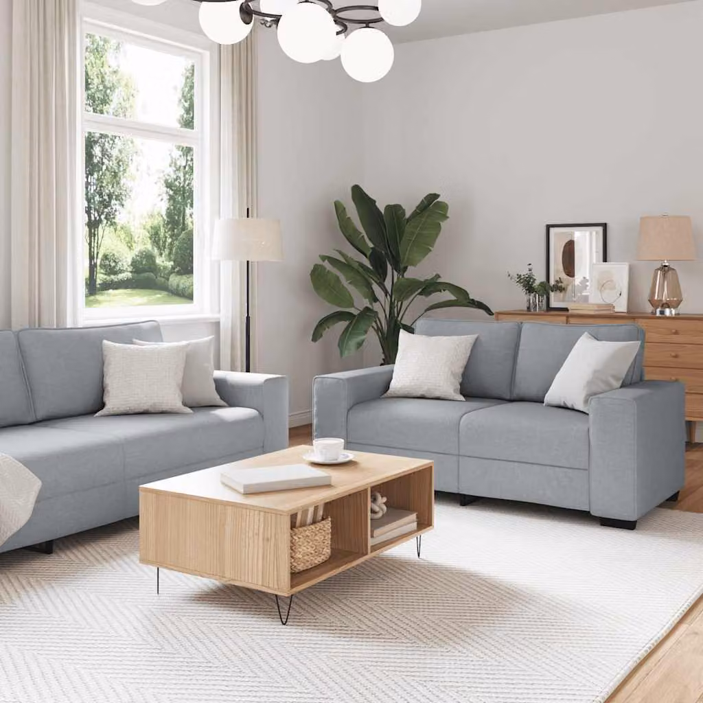 Maison Exclusive - Set divano 3 pezzi con cuscini in tessuto grigio chiaro