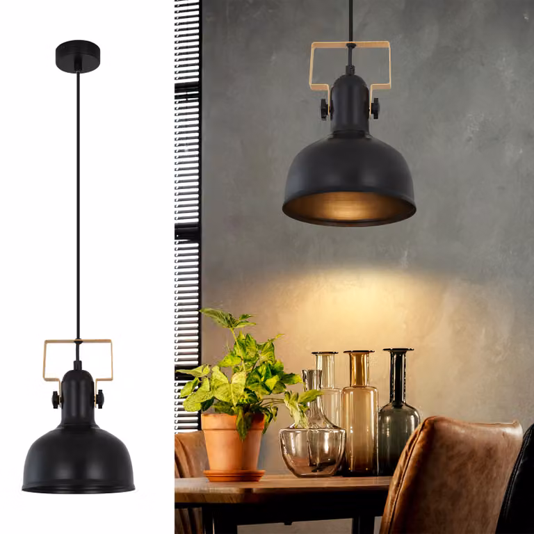 ZMH luce a sospensione 1 fiamma luce a sospensione nero vintage sala da pranzo lampada industriale E27 40W ferro tavolo da pranzo lampada camera da letto cucina bar corridoio soggiorno