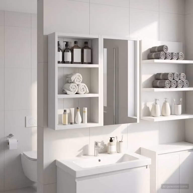 vidaXL Armadio da bagno a muro Bianco 30 x 10 x 50 cm