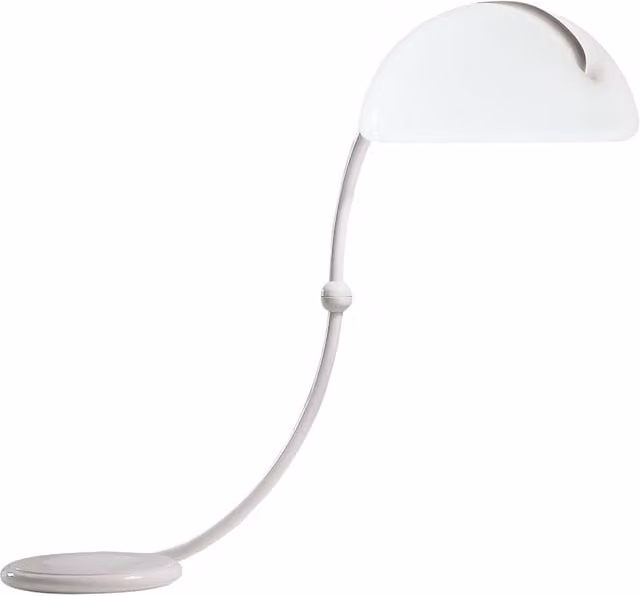Lampada da terra Martinelli Luce Serpente, design moderno ad arco, colore bianco, regolabile