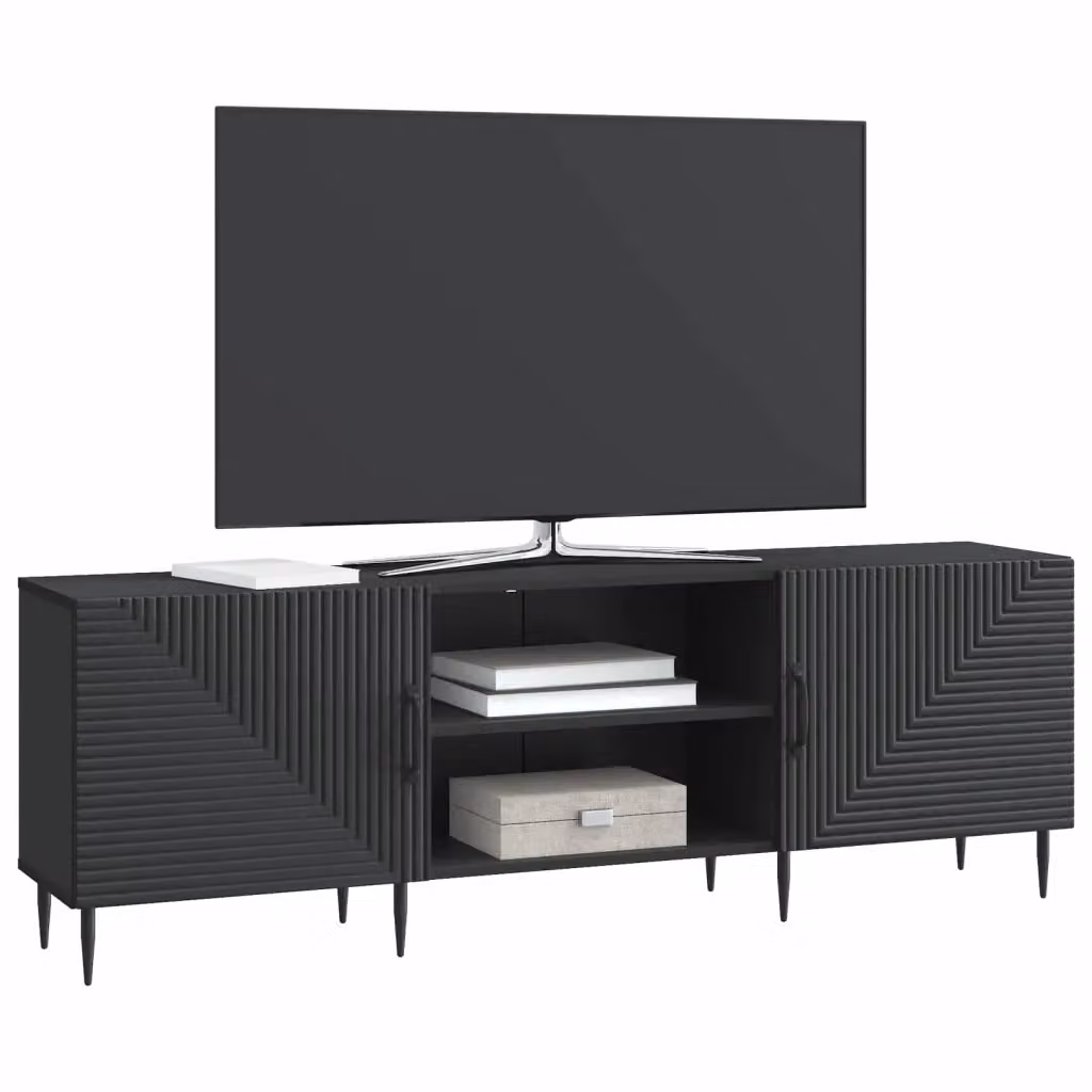 Mobile TV moderno Design In nero in MDF e metallo L: 150 cm, P: 31 cm, H: 50 cm – 2