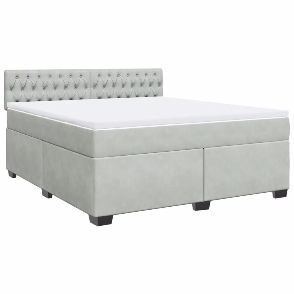 Giroletto a Molle con Materasso Grigio Chiaro 180x200cm Velluto