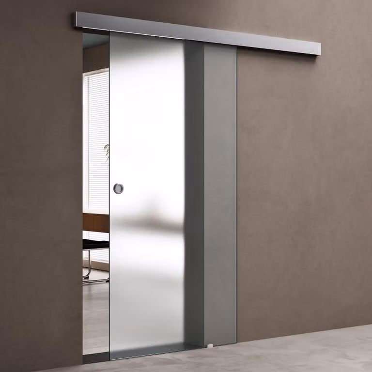 doporro Porta Scorrevole in Vetro Temperato Satinato 8 mm, con Binario in Alluminio Cromato, Soft-Close, 102,5x205 cm Amalfi12