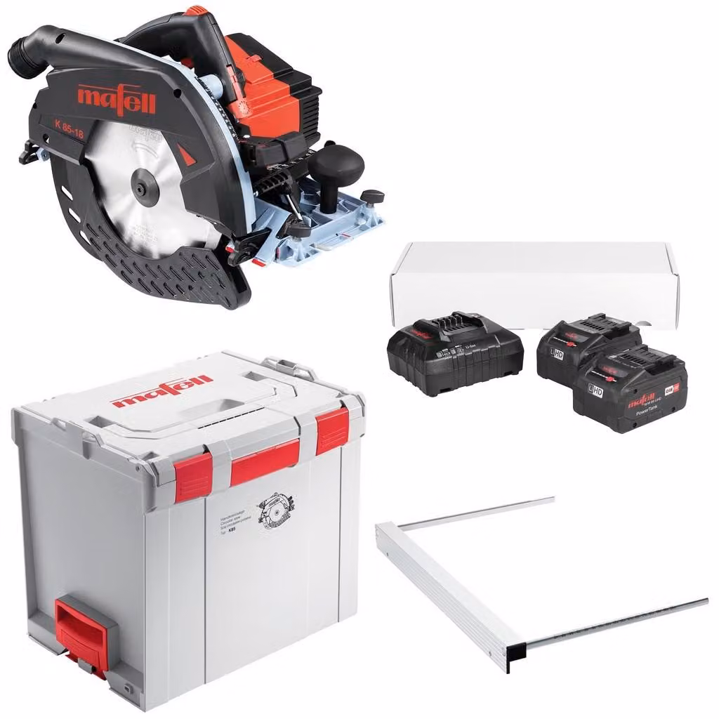 Seghetta circolare a batteria Mafell K 85-18 PURE nel set L-MAX 91E302 + Power Set 2
