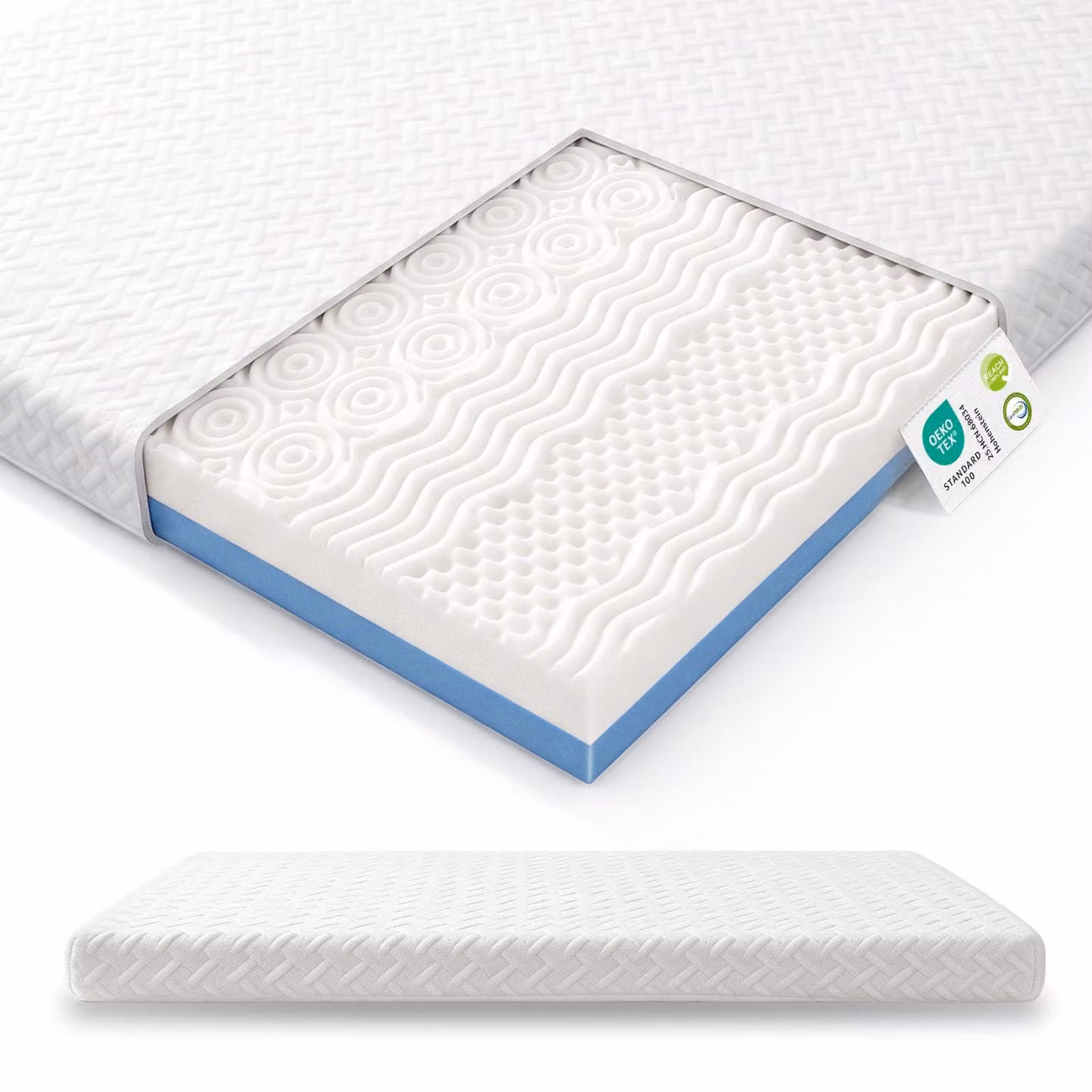Topper per materasso, dimensioni 160x200 cm, 8 cm di schiuma a gel, 7 zone, durezza H2/H3