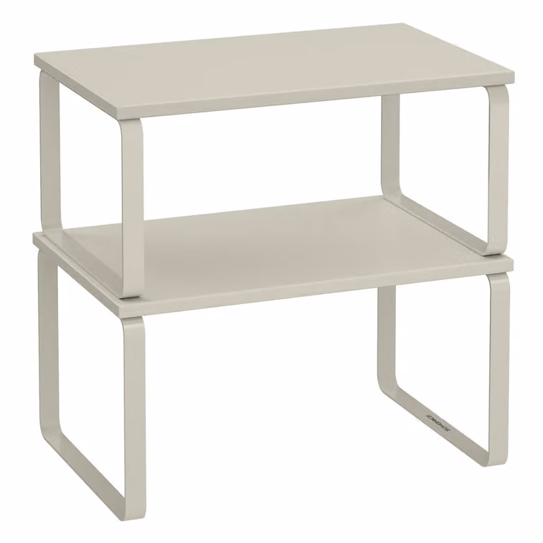 Set di 2 Scaffali Portaspezie da Cucina, Beige Cappuccino