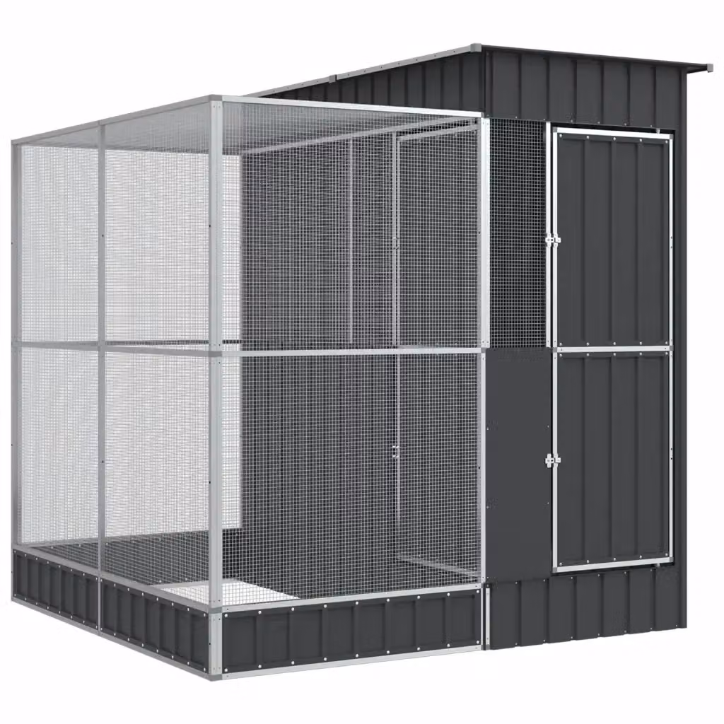 Voliera con estensione VIDAXL in acciaio color argento L: 209 cm, P: 203 cm, H: 216 cm – 2