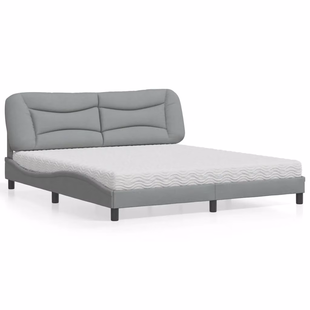 Letto con Materasso Hvar vidaXL Grigio Chiaro e Bianco, L/P/H: 180 x 200 x 74,5 cm