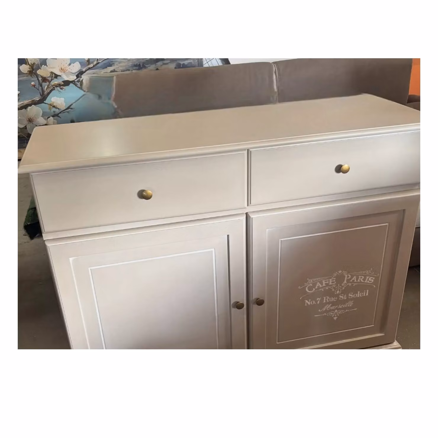 Credenza shabby chic in legno con 2 porte e 2 cassetti Mobili 2G L/P/H: 110 x 35 x 100 cm – 1