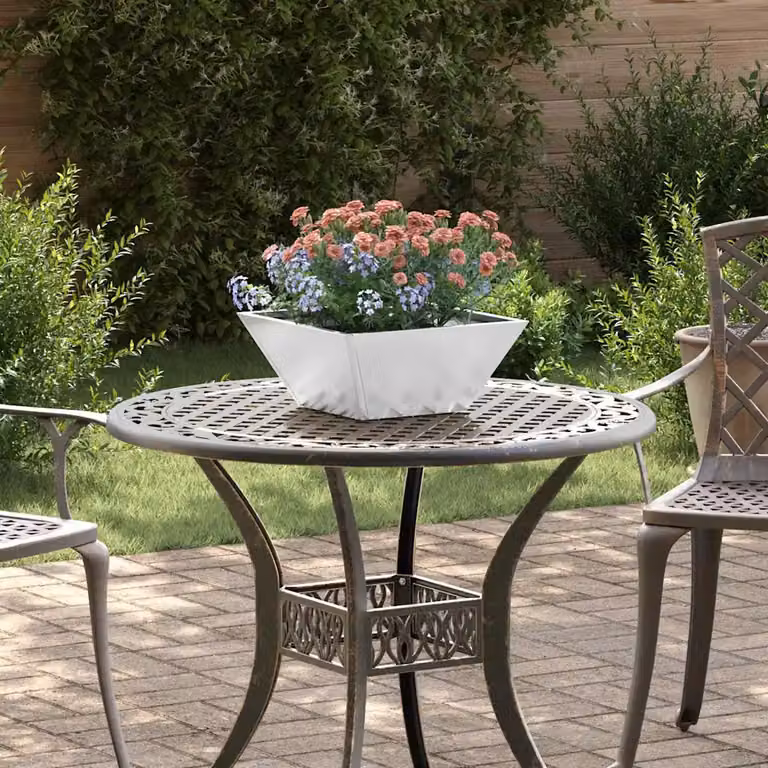 Vaso da giardino vidaXL in acciaio zincato Argento e Bianco L/P/H: 35 x 35 x 15 cm