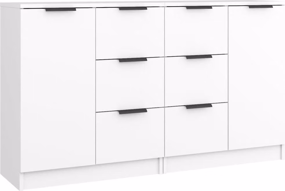 Credenze 2 pz Bianche 60x30x70 cm in Legno Multistrato
