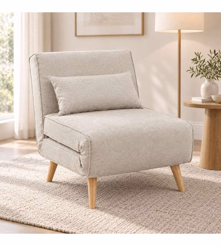 Domo Mea Poltrona Letto Crema Design Scandinavo 76x80x74 cm Salvaspazio
