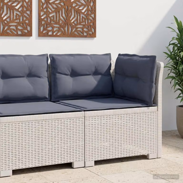 vidaXL Divano da Giardino a 1 Posto con Cuscini in Effetto Rattan Bianco e Grigio