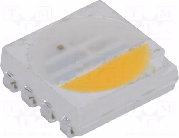 2 LED SMD PLCC8, 20mA, bianco, dimensioni 5x5x1,6mm, angolo di emissione 140°. Versione: quattro colori, modello OSFM4BS8C1A. LED