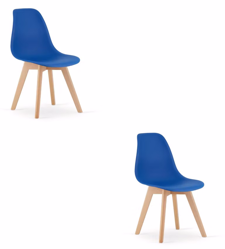 Set di 2 sedie Kito azzurre con gambe in legno di faggio