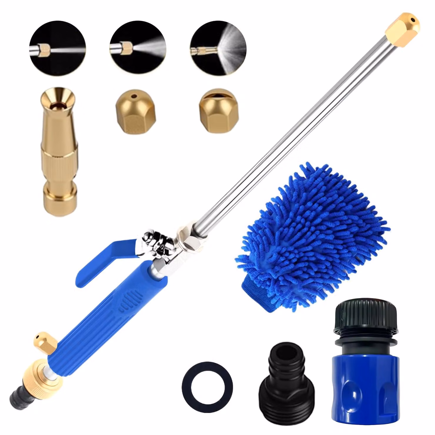 Pistola ad alta pressione, lancia spray, colore blu, 44 cm, in alluminio