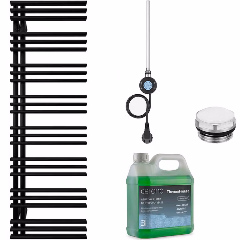 Kit radiatore elettrico da bagno Burke - L/P - Wi-Fi - 600W - nero opaco - 1600x500 mm