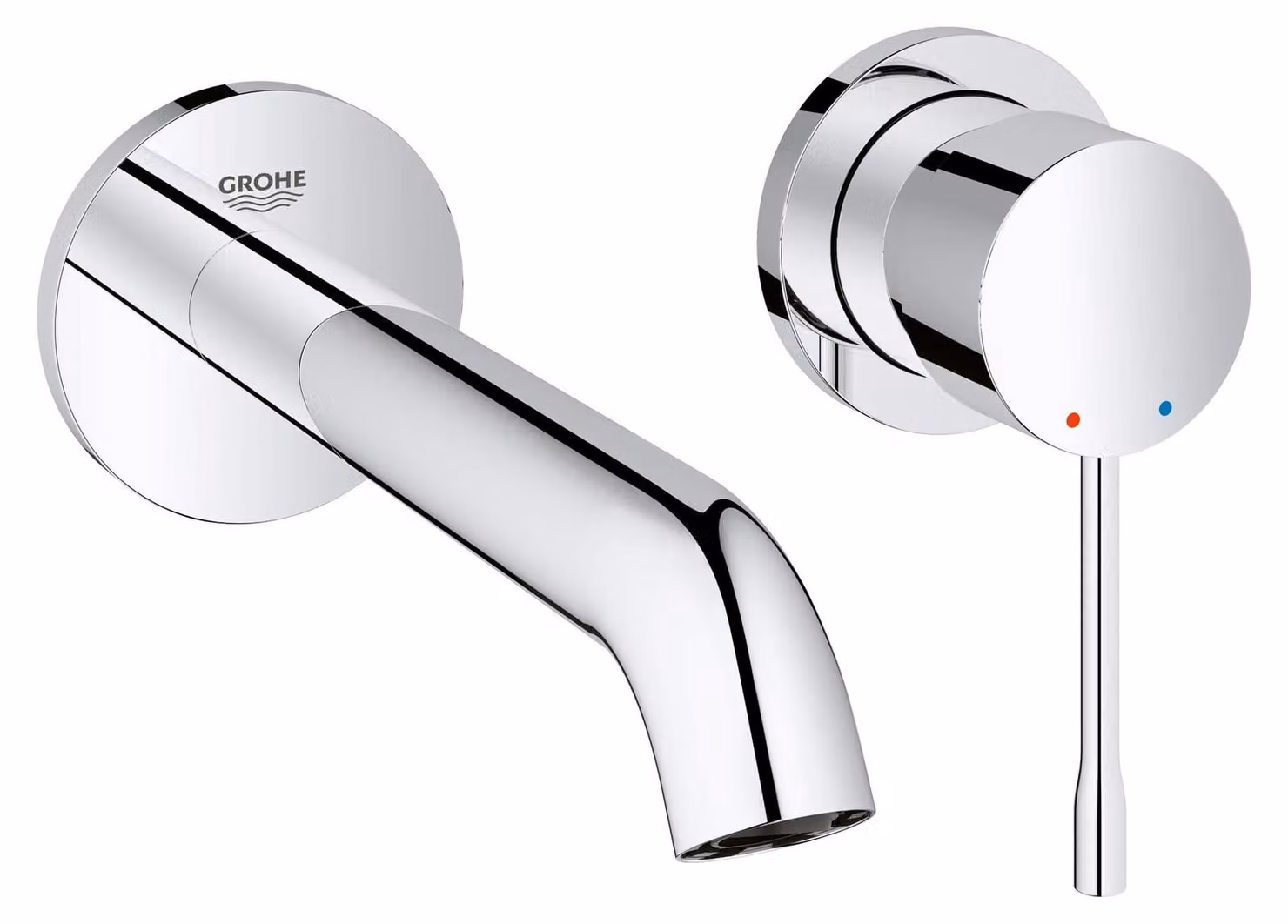 Miscelatore per lavabo, modello grande, a due maniglie, cromato, da montare a parete