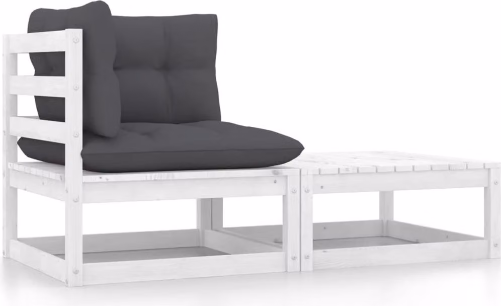 Maison Exclusive - Set da giardino 2 pezzi con cuscini Bianco Legno di pino massiccio