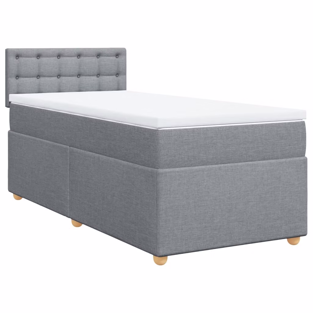 Giroletto a Molle con Materasso Grigio Chiaro 90x200 cm Tessuto