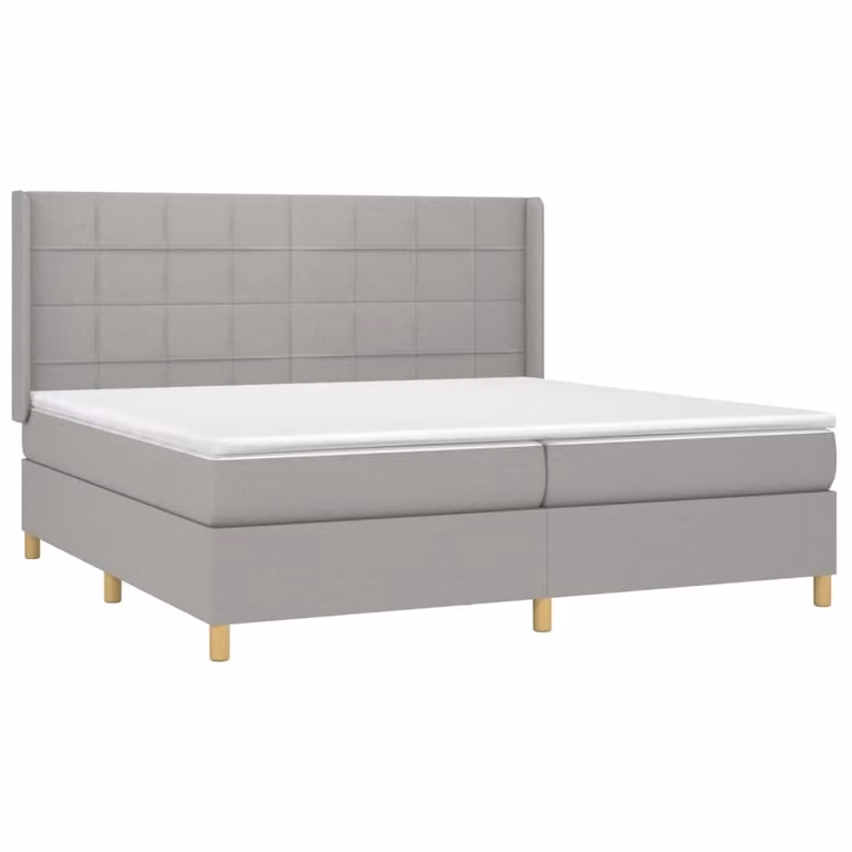 Giroletto a Molle con Materasso Grigio Chiaro 200x200cm Tessuto