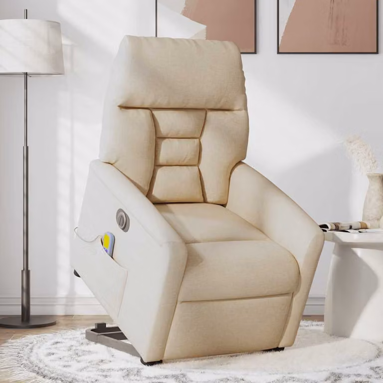 Poltrona Alzapersona Elettrica Massaggiante vidaXL in Tessuto Beige