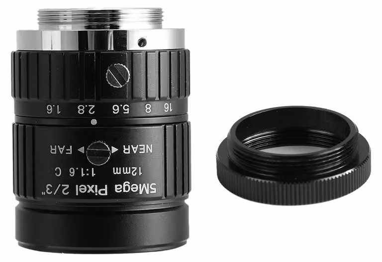 Telecamera di sorveglianza CCTV HD da 12 mm, 5 megapixel, con attacco C-Mount 2/3 e diaframma regolabile manualmente