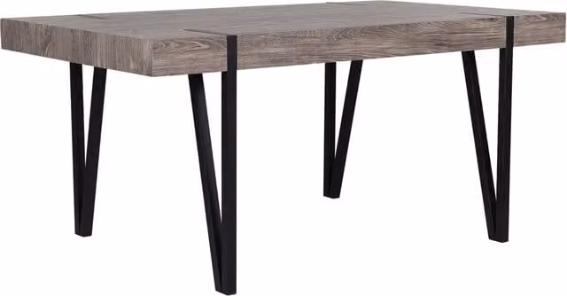 Tavolo da pranzo rettangolare Beliani in stile industriale con piano in legno marrone e base a slitta in metallo nero L: 180 cm, P: 90 cm, H: 75 cm – 1