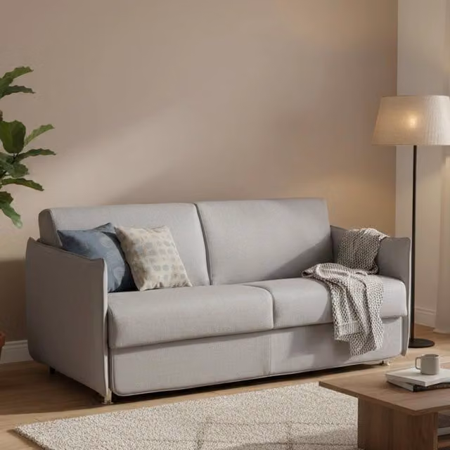 Divano Letto 2 Posti Follina DMORA Grigio con Rivestimento Sfoderabile e Struttura in Legno Made in Italy L: 160 cm, P: 95 cm